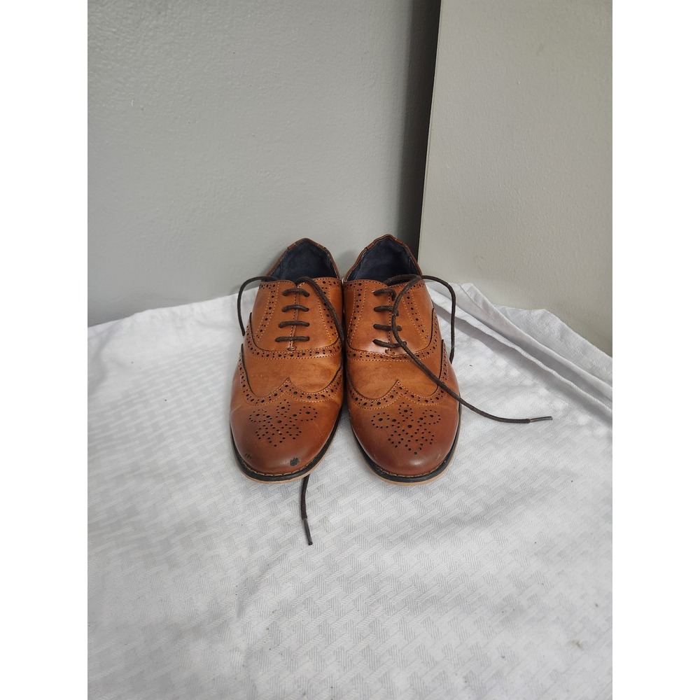 Bruno Marc Kids Tan Brown Wingtip Brogue Oxford Dress Shoes Size 5